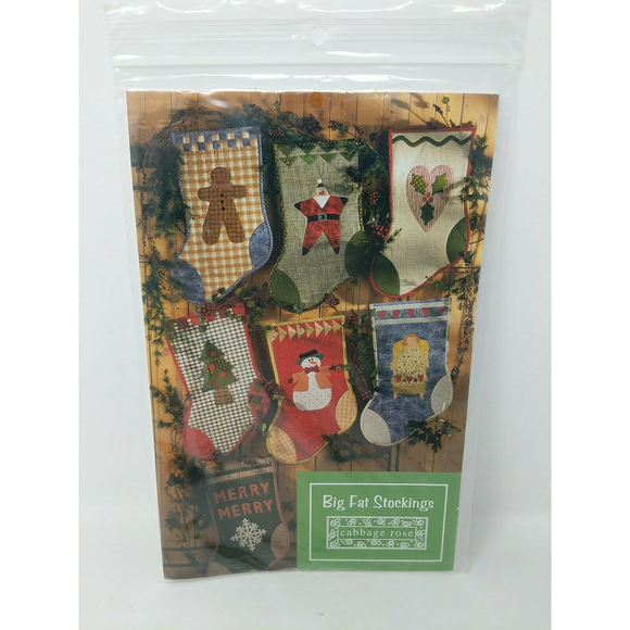 Christmas Stocking Craft Pattern 1' x 2' Large Quilt Applique Big Santa Tree VTG - Picture 1 of 6